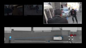 Video still from Investigation of the audio-visual material included in the case file of the killing of Tahir Elçi, 2015 (image by Forensic Architecture/Praxis Films). Single video channel, 26'18''